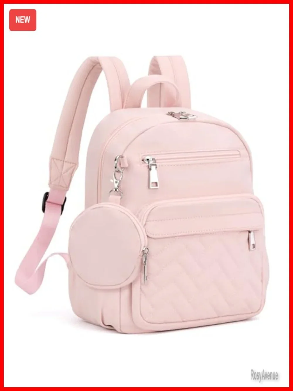 Waterproof Anti-Theft Backpack with Locking Zippers & Coin Purse, Nylon Quilted